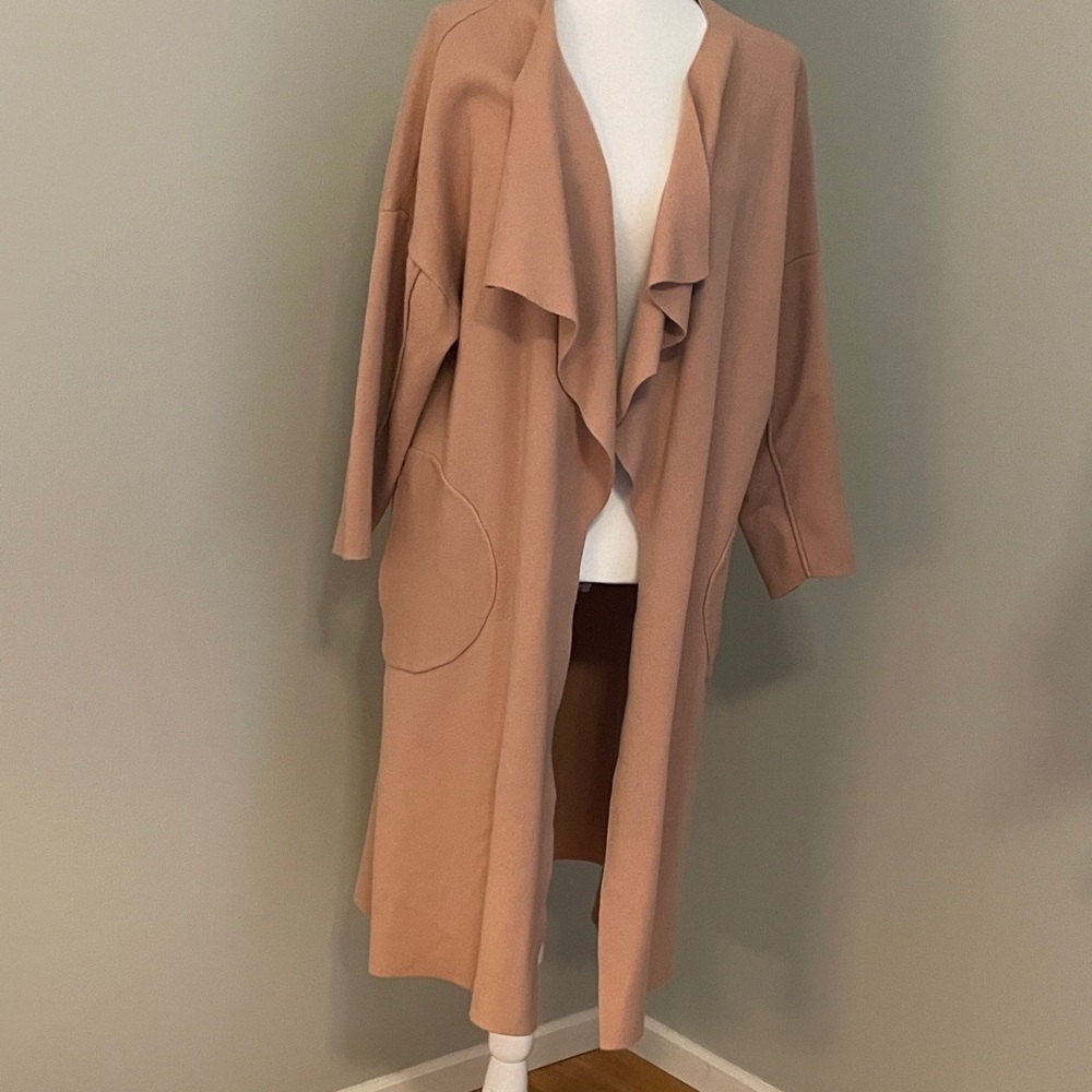 Elegant Tan Women's Cape Coat - Picture 3 of 10